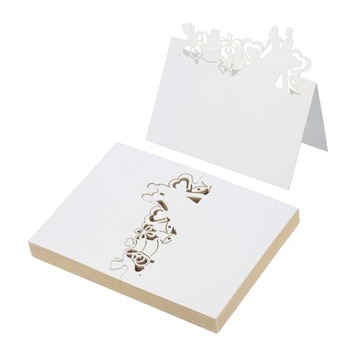 Cartes de place de table de mariage PATIKIL en blanc ajouré pour une décoration de buffet chic