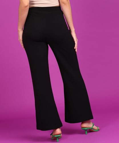 Image of POPWINGS Casual High-Waist Flared Trouser for Women | High-Rise Trouser Pant for Women | Flared Trousers for Women Formal Office Wear