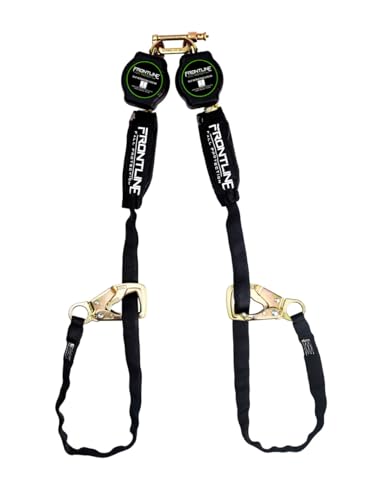 Frontline RPA092TB Tie Back Twin Leg Web 9' SRL with Tie Back Hook Ends | Comfort Lightweight Compact and Rugged | Quick Action Braking System | OSHA and ANSI Compliant