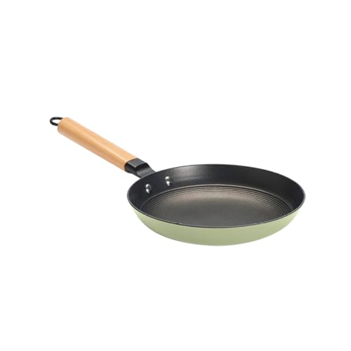 Qdesign Sartén ultraligera de hierro fundido de 28 cm de diámetro, estructura de panal antiadherente, resistente a arañazos y libre de PFOA, mango de madera, apta para inducción, color verde