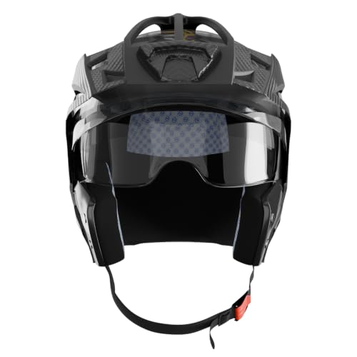 Image of Rydr Flare Dual Black Half Face Motorbike Helmet for Men and Women | Secure Fit Helmet with Durable Shell Comfortable Padding and Airflow System for Safe Two Wheeler Riding