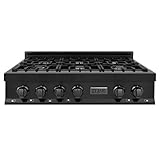 ZLINE 36 in. Legacy Gas Rangetop with 6 Burners and Porcelain Cooktop in Black Stainless Steel (RTB-36)