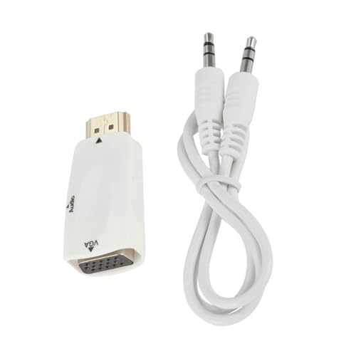 KAHDGSS Adaptador portátil HDTV a VGA de 1080P con salida de audio de 3,5 mm para portátiles y dispositivos inteligentes, adaptador de pantalla para laptop
