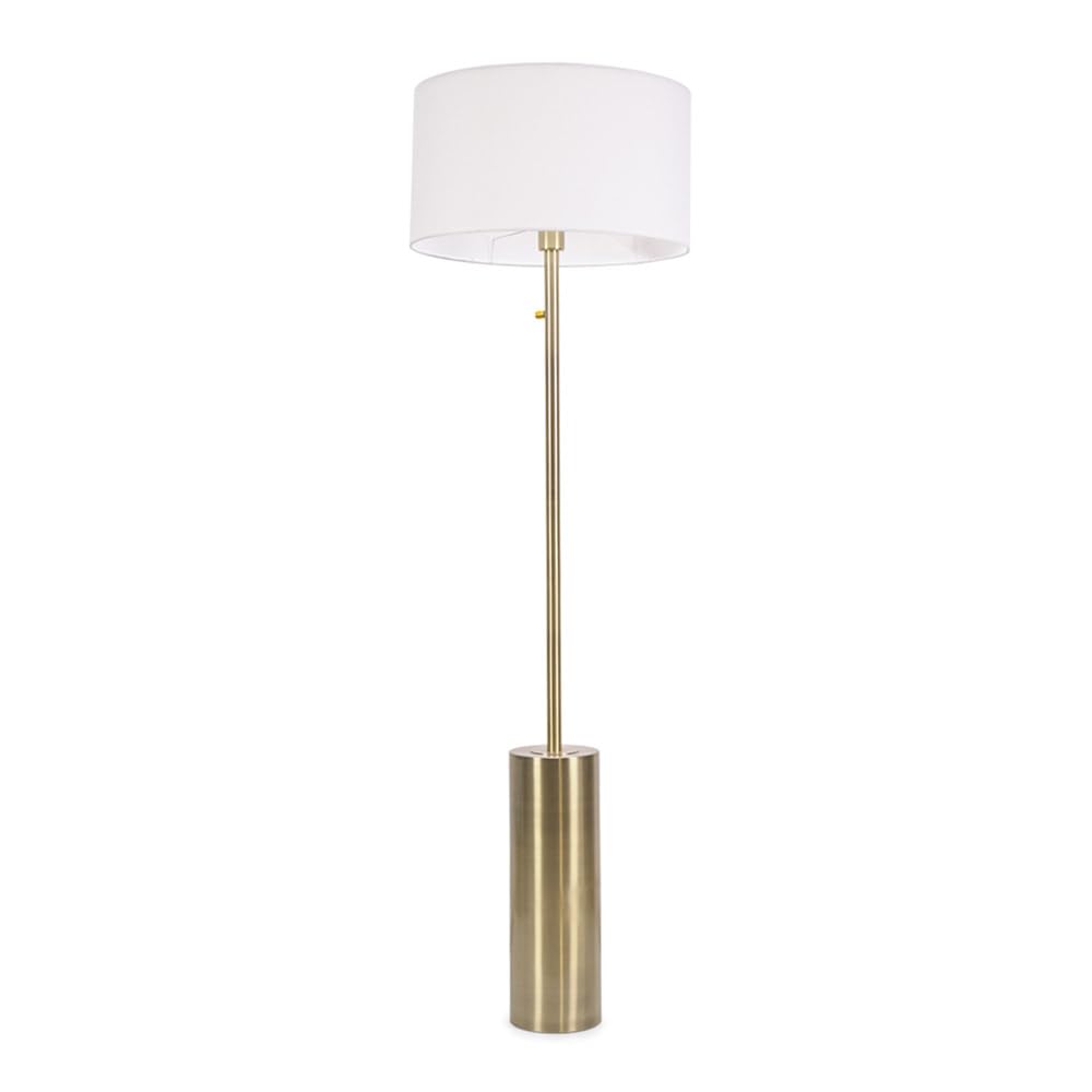 ValueLights | Antique Brass Single Stem Rotary Dimmer Switch Floor Lamp with White Drum Shade | Floor Lamps & Torchieres, Home Décor & Improvement Essential | Includes Bulb
