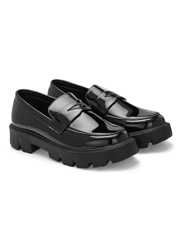 Image of Leo's Fitness Men's Patent Moccasin Shoes for Casual & Stylish Wear