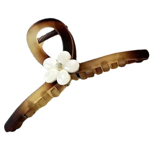 Wenlly 5 inch fashion flower hair claw clips, hair jaw clip, non slip shark hair clamp barrette, hair accessories, brown