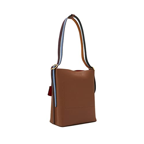 Tory Burch Light Umber Colorblock Leather Perry Bucket Bag