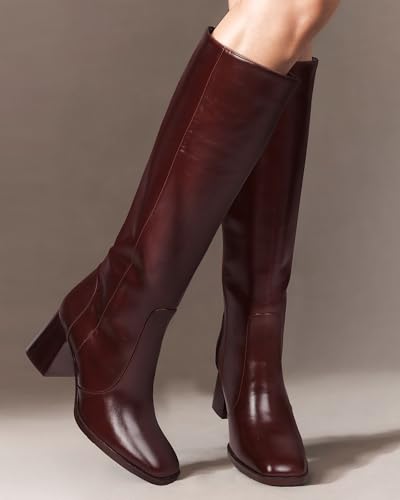 MUCCCUTE Knee High Boots for Women Square Toe Chunky Heel Side Zipper Rhinestone Sparkly Fashion Tall Long Boots for Ladies3