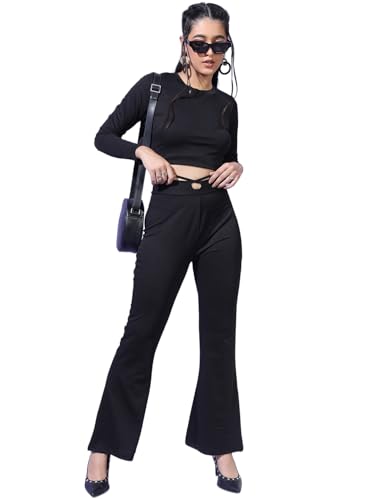 Image of Tokyo Talkies Women's Long Sleeves Round Neck Solid Co-Ords| Stylish Co-Ords | Casual Co-Ords