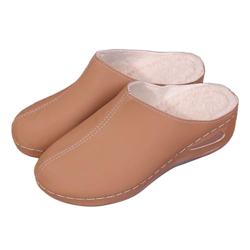 Pantoufles d'hiver femme à semelle souple et doublure thermique