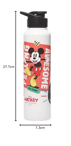 Image of Gluman Steel Water Bottle for Kids | Disney Unica 1000 ml Single Walled Water Bottle | School Water Bottle for Boys | Leak Proof| Wide Mouth Water Bottle | Leakproof (Mickey)