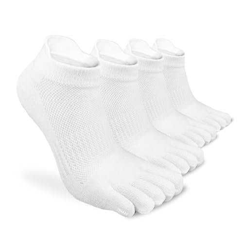ss soxsense Toe Socks for Men and Women Athletic Running Five Finger Five Toe Socks with Premium Cotton LightWeight Size 6-14 (US, Alpha, Medium, Regular, Regular, Classic White)