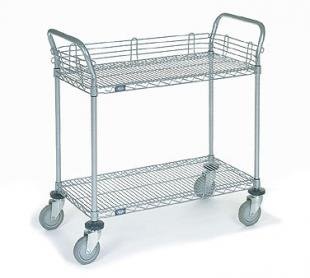 21 x 30 x 2 in. Shelf Utility Cart-Polyurethane Casters, Chrome