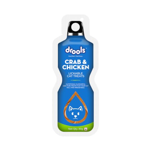 Image of Drools All Life Stages Creamy Lickable Cat Treat (30g x 15) Total 450g Pack of 15 | Crab & Chicken Flavour | Easy to Hand Feed | Easier Acceptance