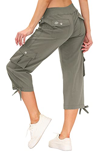 MoFiz Women's Cargo Hiking Pants Lightweight Quick Dry Running Capri