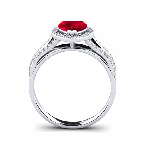 Heart Shape Ruby/Moissanite/Peridot/Turquoise Engagement Ring S925 10K 14K 18K Gold Personalized Gemstone Rings Promise Ring Engraved Name Birthday Jewelry Gift for Wife Her 1-5 Carats4