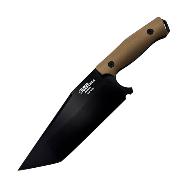 Doug Marcaida Grande Fratello Serbian Cleaver Knife 8.5in Stainless Steel Full Tang Fixed Blade Bushcraft Survival Cooking Knife - Top Grain Leather Sheath With Belt Loop, Black