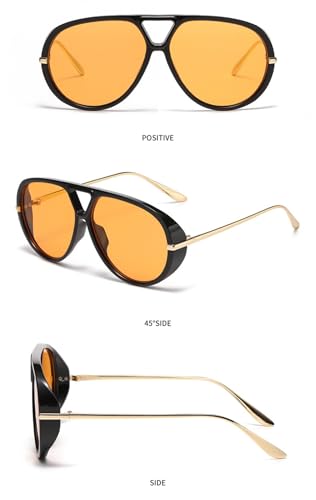 IKANOO Oversized Aviator Sunglasses for Women Men Trendy Large Big Double Bridge Shield 70s Sun Glasses2