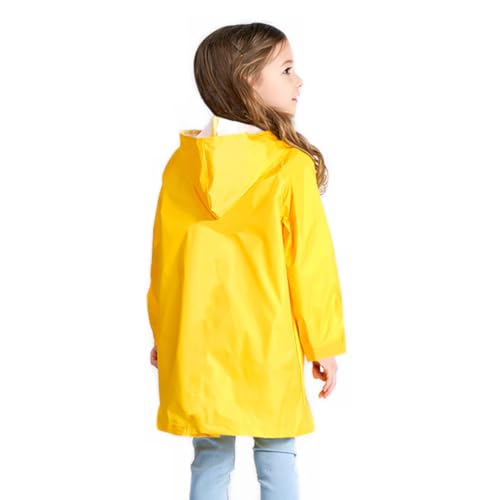 Image of Boys Girls Raincoat, Lightweight Breathable Kids Rain Jacket Waterproof Yellow Rain Coat for Children Rainwear