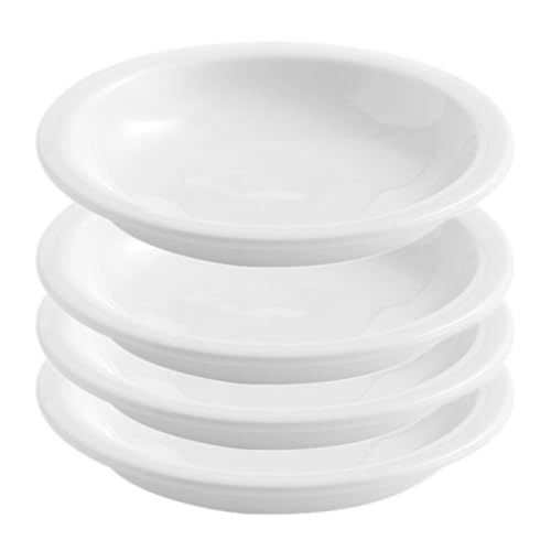 Sizikato 4 Pcs White Porcelain Appetizer Plates, Wide Rim Ceramic Dessert Plates Snack Plates, 5.5 Inch