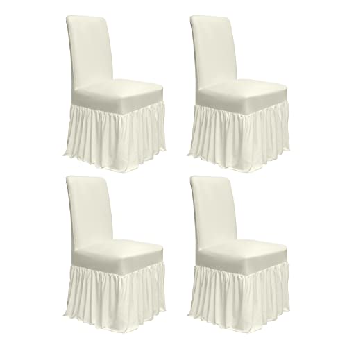 Wincrew Molasofa Chair Covers For Dining Room Set Of 4,Dining Chair Slipcover With Skirt,Washable Seat Covers Protector For Home Kids Pets(4Pcs,Beige) #TOP22