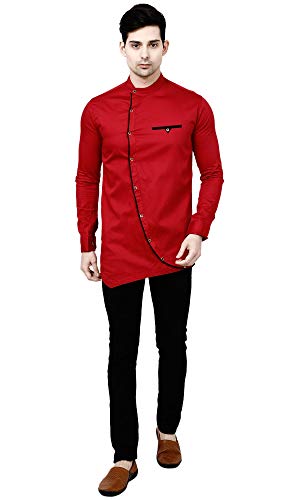 UD FABRIC Men's Plain Curve Solid Slim Fit Cotton Shirt