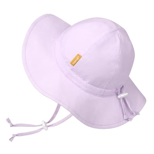 Baby Girl Sun Hat with UPF 50+ Outdoor Adjustable Toddler Beach Hat with Wide Brim Bucket Hats for Kids 0-6 Months Purple