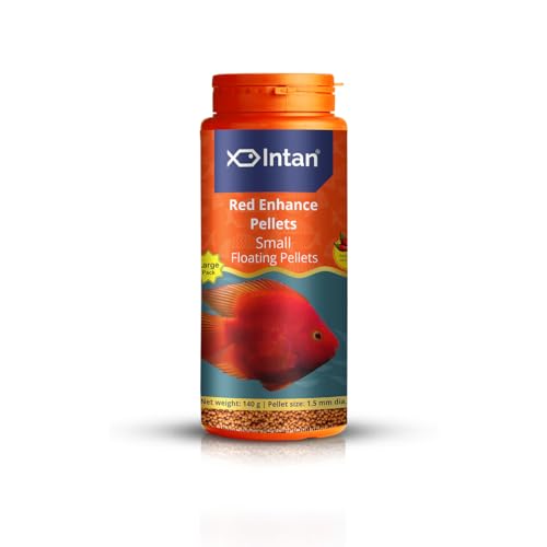 Image of Intan Red Enhance Pellets (Small 1.5mm Floating) | 140gm - Highly Nutritious Ornamental Fish Food for Parrotfish & Red Coloured Fish | Growel Feeds