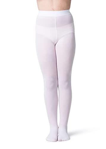 Image of Silky Toes Girls Opaque Microfiber Tights 1-2 Pairs Black White or Colored Nylon Stockings for Kids - ballet footed tights