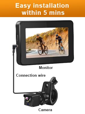 Bicycle Rear View Camera with 4.3' HD Monitor, Color Night Vision and 110 Wide Angle View, Compatible with E-Bike, Mountain and Road Bikes