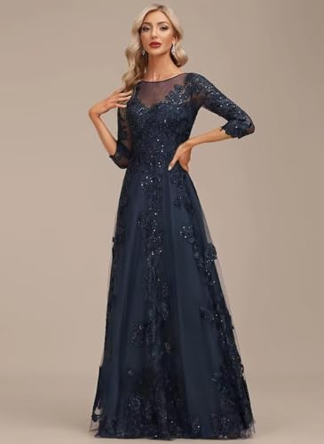 Mother of The Bride Dress A Line Chiffon Prom Dresses Beads Applique Formal Evening Gown with Sleeve for Women2