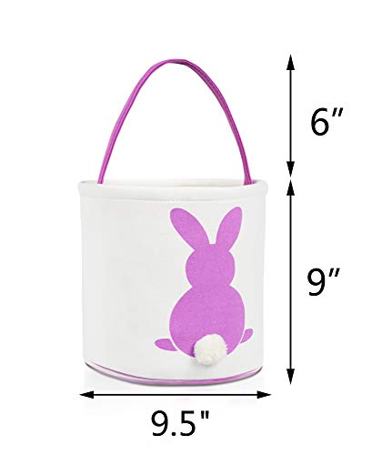 image for MONOBLANKS Easter Bunny Basket Bags for Kids Canvas Cotton Carrying Gi