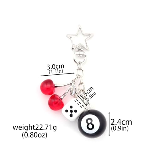 Image of 8 Ball Dice Charm Keychain - Cute Bag Purse Handbag Accessories - Y2K Aesthetic Key Chain for Women Men