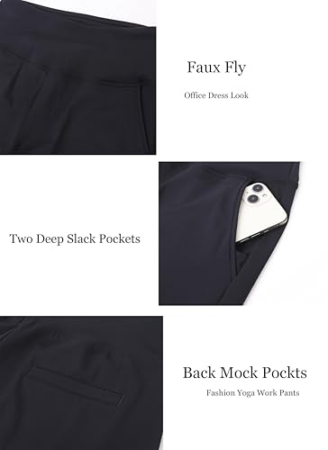 Oalka Women's Wide Leg Pants Hight Waisted Work Casual Yoga Workout Pants with Pockets Petite/Regular/Tall4