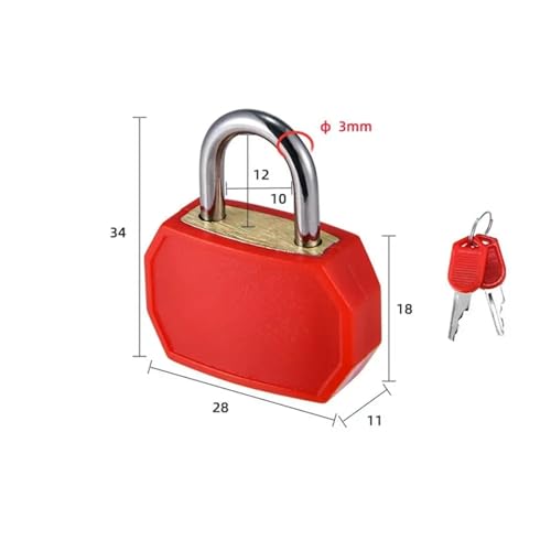 Petit cadenas de sécurité rouge avec 2 clés pour tiroir et armoire de bureau - 3