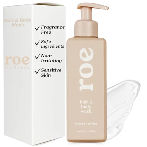 Image of Roe Wellness- Toddler & Baby Body Wash & Shampoo Moisturizing Clean Ingredients | Suitable for Sensitive Skin, Fragrance-Free, Natural Vanilla Scent, Fresh Cleaning | 9.4 fl oz.