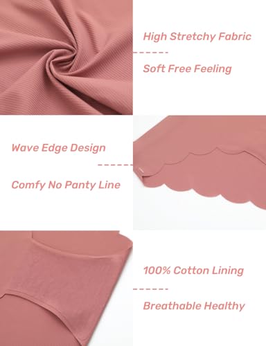 Seamless Underwear for Women No Show Wave Edge Bikini Low Rise Cheeky Breathable Comfortable Soft Panties 6 Pack3