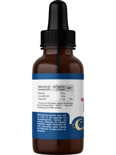 Vihado Melatonin Tropfen - 1000 Nächte - Sofort und schnell - Extra hochdosiert (Forte) - Besser da Melatonin Komplex, 50 ml (1000 Tropfen)