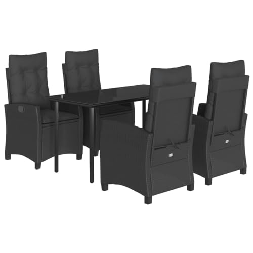 Set de muebles jardín, Conjunto Jardin Exterior Muebles Jardin Exterior Conjunto Mesa Y Sillas Jardin Mesa Jardin Exterior Adecuado para Sala De Estar Piscina, 5 pzas con cojines ratán sintético negro