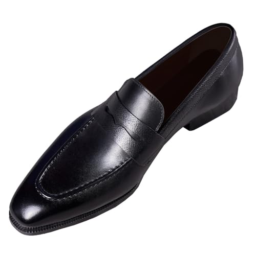 Santimon Men's Loafers & Slip-Ons Wedding Dress Genuine Leather Prom Formal Mocasines Business Casual Penny Loafers Comfortable Tuxedo Shoes for Men