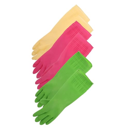 OUNONA 3 Pares De Guantes Para Fregadero De Cocina Resistentes Para Uso Químico Para Lavavajillas De Goma Reutilizables Para Reparación De Coches Para Cocinar Y Plantar