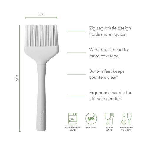 Image of Tovolo Silicone Basting Brush for Cooking and Pastry, Flex Core Oyster Gray Silicone Pastry Brush Oil Egg Wash Spreader, BBQ Sauce Marinade Meat Cooking Brush Heat Safe 600F Grilling Utensil