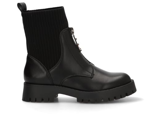 Etika Botas Militares de Plataforma para Mujer, Botín de Combate con Caña Elástica Tipo Calcetín y Suela Track, Cierre con Cremallera, Modelo 11045 Negro - 36
