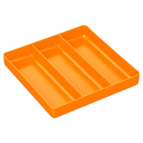 Image of Ernst Manufacturing Toolbox Tray: Stackable Tray in Orange with 3 Compartments - Ideal for Trades, Mechanics, Electricians, Plumbers, Household Use, Hobbies, and More - Heavy Duty - Made in the USA
