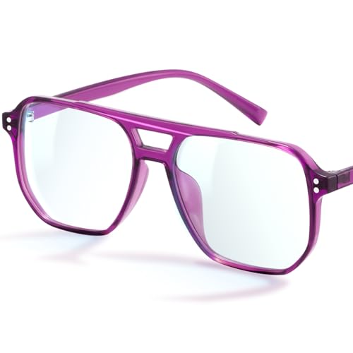 Image of livho Retro Aviator Blue Light Blocking Glasses for Women Men with Soft Case, Trendy Rectangle Computer Eyeglasses