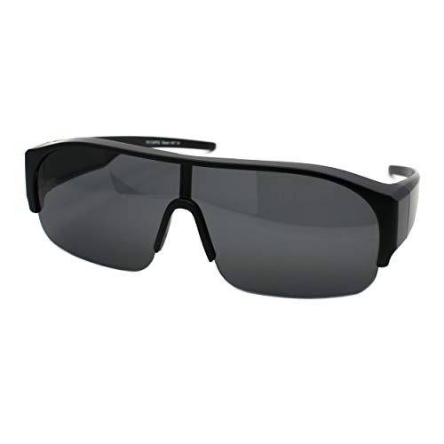 Polarized Lens Fit Over Glasses Sunglasses Mens Half Rim Wide Frame