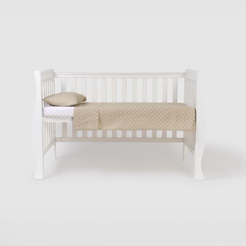 TRAMAS+ Juego Sábanas Cuna 60x120 100% algodón, Juego de sábanas para Bebe, Ropa de Cuna, Sábana Bajera, encimera y Funda de Almohada