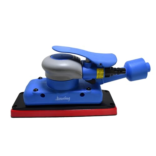 Orbital Jitterbug Air Sander Rectangular Pneumatic Sanders 70 mm x 198 mm, 1/8 Orbit for Sanding Corners Large Surface Woodworking Metal