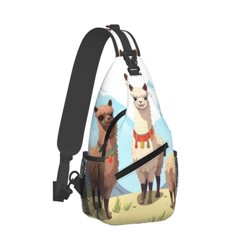 Bolso tipo sling para mujer y hombre con diseño de llama y alpaca miniatura 7