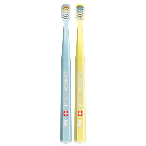 Curaprox Kids 32 Teeth Edition Duo, Hellblau/Gelb, Swiss Made – Ansicht 1